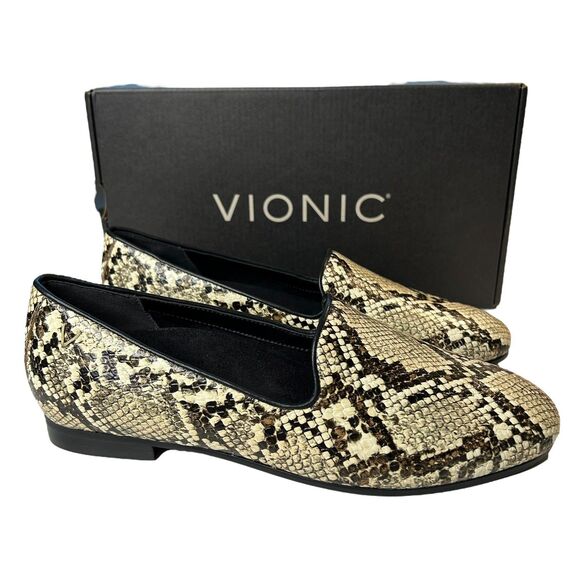 NEW Vionic Willa II Leather Loafers Flats Snakeskin Print Slip On SIZE 6 - Picture 1 of 12